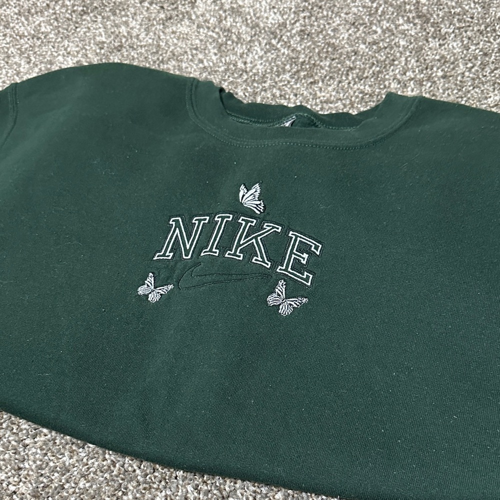 Nike Forest Green Sweatshirt with Butterfly Accents